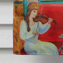 Load image into Gallery viewer, Italian Greyhounds with Mom and Violin Flag Canvas House Size