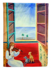 Load image into Gallery viewer, Italian Greyhounds with Mom and Violin Flag Canvas House Size