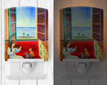 Load image into Gallery viewer, Italian Greyhounds and Violinist Ceramic Night Light 7126CNL