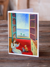 Load image into Gallery viewer, Italian Greyhounds and Violinist  Greeting Cards -  Blank Note Cards – 8-Pack of Artist-Designed Cards with Envelopes