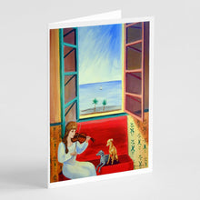 Load image into Gallery viewer, Italian Greyhounds and Violinist  Greeting Cards -  Blank Note Cards – 8-Pack of Artist-Designed Cards with Envelopes