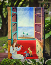 Load image into Gallery viewer, Italian Greyhounds with Mom and Violin Garden Flag – Decorative Outdoor Yard Flag