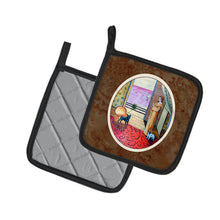 Load image into Gallery viewer, French Bulldog and lady Pot Holders - Set of 2 Decorative Kitchen Helpers | Made in the USA 7128PTHD