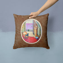 Load image into Gallery viewer, French Bulldog and lady Throw Pillow - 14x14 Decorative Pillow – Art for Your Home &amp; Patio 7128PW1414