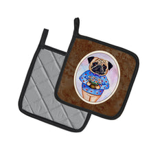 Load image into Gallery viewer, Pug Valentine's Hearts Pot Holders - Set of 2 Decorative Kitchen Helpers | Made in the USA 7132PTHD