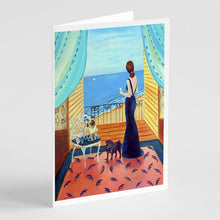 Load image into Gallery viewer, Lady with her Pug  Greeting Cards -  Blank Note Cards – 8-Pack of Artist-Designed Cards with Envelopes