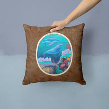 Load image into Gallery viewer, Dolphin Familty Swimming Throw Pillow - 14x14 Decorative Pillow – Art for Your Home &amp; Patio 7143PW1414