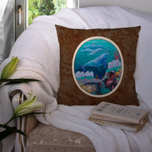 Load image into Gallery viewer, Dolphin Familty Swimming Throw Pillow - 14x14 Decorative Pillow – Art for Your Home &amp; Patio 7143PW1414