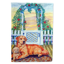 Load image into Gallery viewer, Golden Retriever with puppy at the gate Flag Canvas House Size