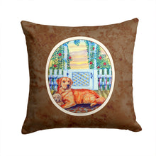 Load image into Gallery viewer, Golden Retriever and puppy at the fence Throw Pillow - 14x14 Decorative Pillow – Art for Your Home &amp; Patio 7148PW1414