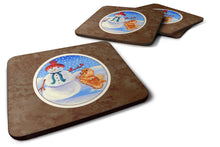 Load image into Gallery viewer, Snowman with Pomeranian Winter Snowman Foam Coaster  7151FC