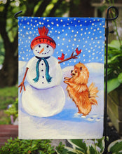Load image into Gallery viewer, Snowman with Pomeranian Winter Snowman Garden Flag – Decorative Outdoor Yard Flag