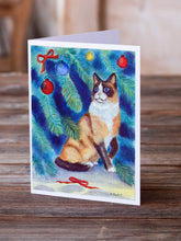 Load image into Gallery viewer, Christmas Tree Cat  Greeting Cards -  Blank Note Cards – 8-Pack of Artist-Designed Cards with Envelopes