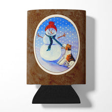 Load image into Gallery viewer, Snowman with  Fox Terrier Can or Bottle Hugger 7156CC