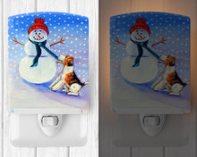 Load image into Gallery viewer, Snowman with  Fox Terrier Ceramic Night Light 7156CNL
