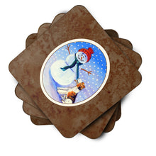 Load image into Gallery viewer, Snowman with  Fox Terrier Foam Coaster  7156FC