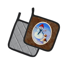 Load image into Gallery viewer, Snowman with  Fox Terrier Pot Holders - Set of 2 Decorative Kitchen Helpers | Made in the USA 7156PTHD