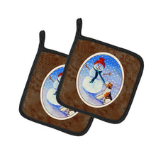 Load image into Gallery viewer, Snowman with  Fox Terrier Pot Holders - Set of 2 Decorative Kitchen Helpers | Made in the USA 7156PTHD