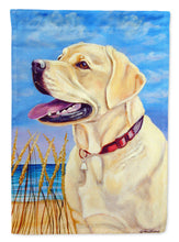 Load image into Gallery viewer, Yellow Labrador at the beach Flag Canvas House Size