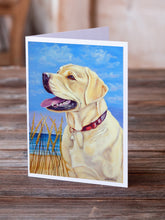 Load image into Gallery viewer, Yellow Labrador at the Beach  Greeting Cards -  Blank Note Cards – 8-Pack of Artist-Designed Cards with Envelopes