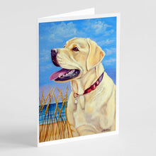 Load image into Gallery viewer, Yellow Labrador at the Beach  Greeting Cards -  Blank Note Cards – 8-Pack of Artist-Designed Cards with Envelopes