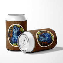 Load image into Gallery viewer, Old Black Pug in Fall Leaves Can or Bottle Hugger 7159CC