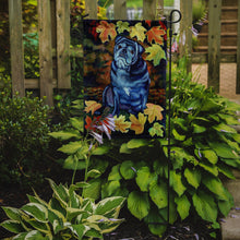 Load image into Gallery viewer, Old Black Pug in fall leaves Garden Flag – Decorative Outdoor Yard Flag