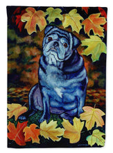 Load image into Gallery viewer, Old Black Pug in fall leaves Garden Flag – Decorative Outdoor Yard Flag