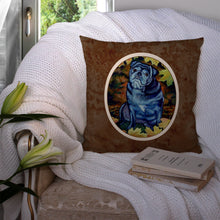 Load image into Gallery viewer, Old Black Pug in Fall Leaves Throw Pillow - 14x14 Decorative Pillow – Art for Your Home &amp; Patio 7159PW1414