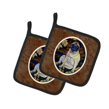 Load image into Gallery viewer, Fawn Pug in Fall Leaves Pot Holders - Set of 2 Decorative Kitchen Helpers | Made in the USA 7160PTHD