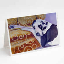 Load image into Gallery viewer, Harlequin Natural Great Dane Greeting Cards -  Blank Note Cards – 8-Pack of Artist-Designed Cards with Envelopes