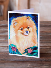 Load image into Gallery viewer, Pomeranian  Greeting Cards -  Blank Note Cards – 8-Pack of Artist-Designed Cards with Envelopes
