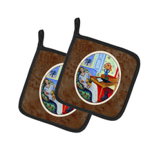 Load image into Gallery viewer, Lady with her Pug Pot Holders - Set of 2 Decorative Kitchen Helpers | Made in the USA 7166PTHD