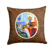 Load image into Gallery viewer, Lady with her Pug Throw Pillow - 14x14 Decorative Pillow – Art for Your Home &amp; Patio 7166PW1414