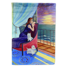 Load image into Gallery viewer, Lady with her Westie Flag Canvas House Size