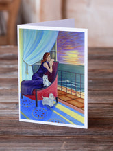 Load image into Gallery viewer, Lady with her Westie  Greeting Cards -  Blank Note Cards – 8-Pack of Artist-Designed Cards with Envelopes