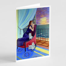 Load image into Gallery viewer, Lady with her Westie  Greeting Cards -  Blank Note Cards – 8-Pack of Artist-Designed Cards with Envelopes