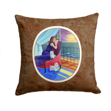 Load image into Gallery viewer, Lady with her Westie Throw Pillow - 14x14 Decorative Pillow – Art for Your Home &amp; Patio 7167PW1414