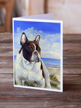 Load image into Gallery viewer, French Bulldog at the beach Greeting Cards -  Blank Note Cards – 8-Pack of Artist-Designed Cards with Envelopes