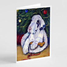 Load image into Gallery viewer, Christmas Tree with Harlequin Great Dane  Greeting Cards -  Blank Note Cards – 8-Pack of Artist-Designed Cards with Envelopes