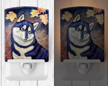 Load image into Gallery viewer, Fall Leaves Siberian Husky Ceramic Night Light 7173CNL