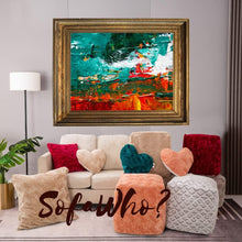 Load image into Gallery viewer, DaDa Bedding Heart Pillows Decorative Throw Pillows - Neutral Champagne Beige Heart Shaped Throw Toss Lap Fluffy Faux Fur Sherpa Pillows (16x14)