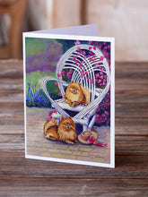 Load image into Gallery viewer, Red Pomeranians  Greeting Cards -  Blank Note Cards – 8-Pack of Artist-Designed Cards with Envelopes