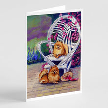 Load image into Gallery viewer, Red Pomeranians  Greeting Cards -  Blank Note Cards – 8-Pack of Artist-Designed Cards with Envelopes