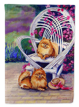 Load image into Gallery viewer, Red Pomeranians on the patio Garden Flag – Decorative Outdoor Yard Flag