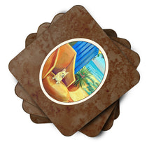 Load image into Gallery viewer, French Bulldog at the beach cottage Foam Coaster  7181FC