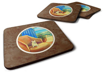 Load image into Gallery viewer, French Bulldog at the beach cottage Foam Coaster  7181FC
