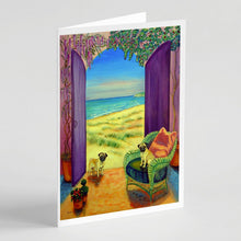 Load image into Gallery viewer, Pug  Greeting Cards -  Blank Note Cards – 8-Pack of Artist-Designed Cards with Envelopes