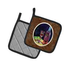 Load image into Gallery viewer, Red Wine Bottle and Glass Pot Holders - Set of 2 Decorative Kitchen Helpers | Made in the USA 7185PTHD