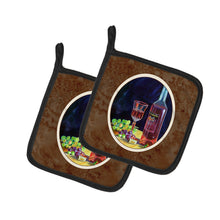 Load image into Gallery viewer, Red Wine Bottle and Glass Pot Holders - Set of 2 Decorative Kitchen Helpers | Made in the USA 7185PTHD